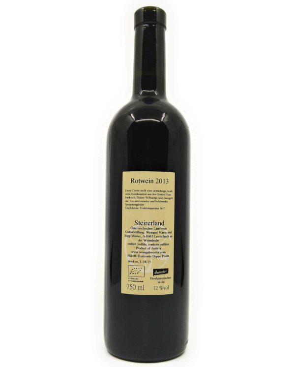 Maria und Sepp Muster Rotwein backlabel