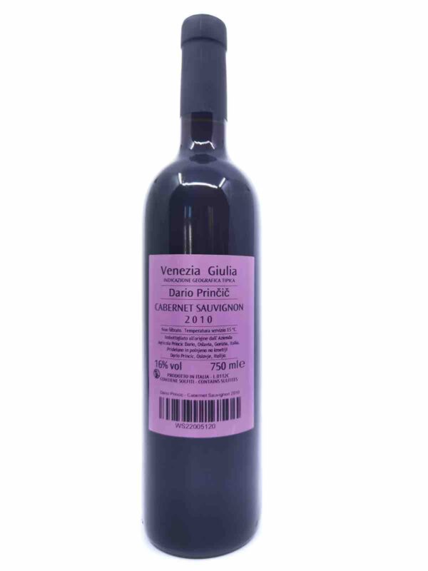 Dario Princic Cabernet Sauvignon backlabel 2010