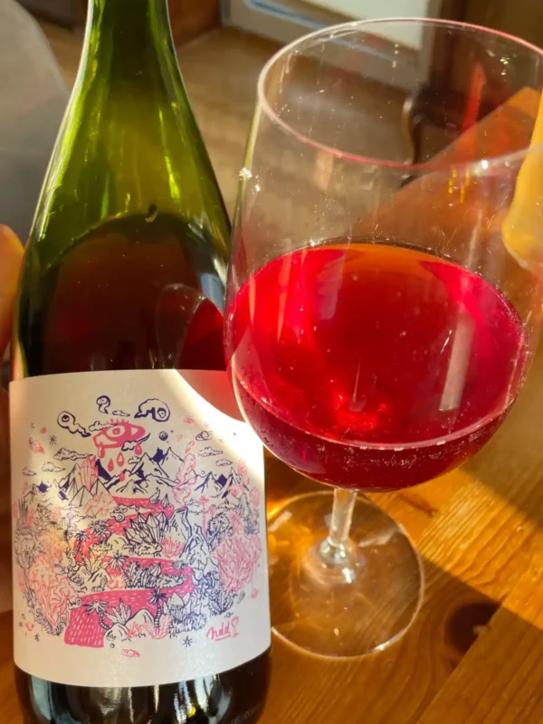 Fabien Jouves NDD Rouge 2022 bottle and glass