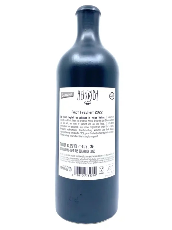 Heinrich Pinot Freyheit 2022 back label